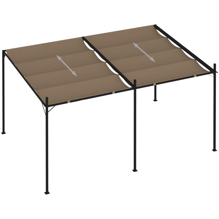 Paviljong med infällbart tak taupe vidaXL 400 x 300 x 233 cm – bild 5