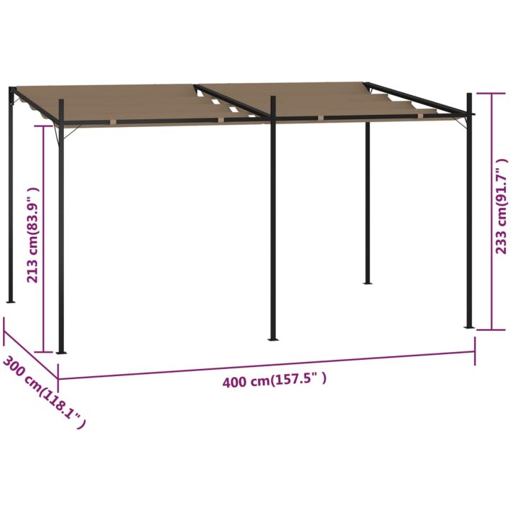 Paviljong med infällbart tak taupe vidaXL 400 x 300 x 233 cm – bild 7