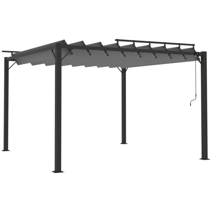 Paviljong med lamelltak antracit tyg och aluminium vidaXL 3 x 3 m – bild 2