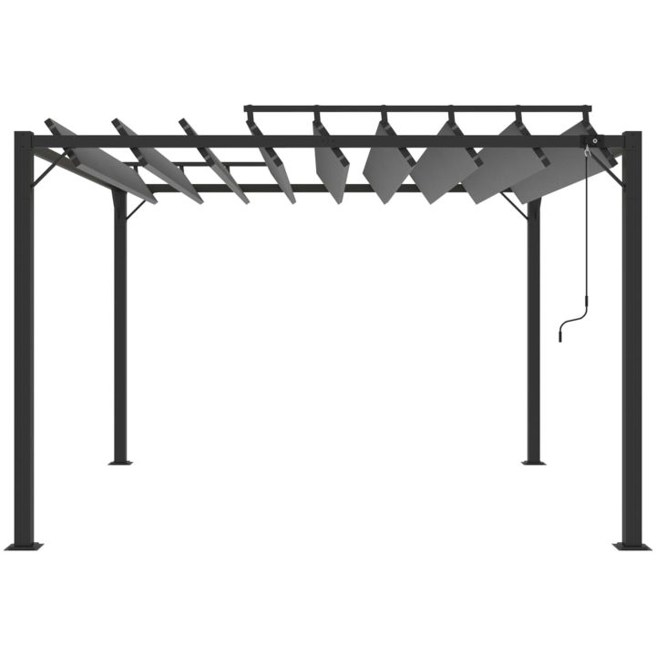 Paviljong med lamelltak antracit tyg och aluminium vidaXL 3 x 3 m – bild 3