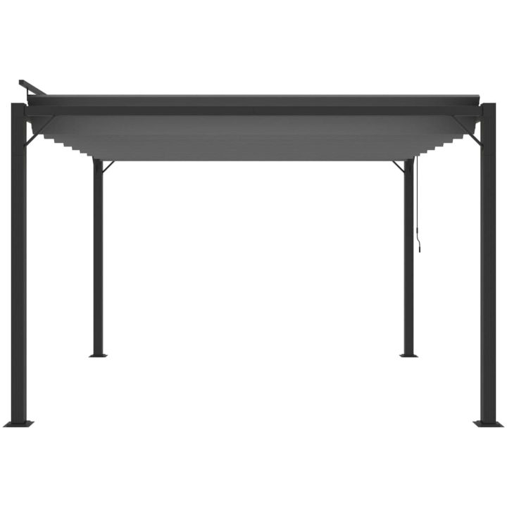 Paviljong med lamelltak antracit tyg och aluminium vidaXL 3 x 3 m – bild 4