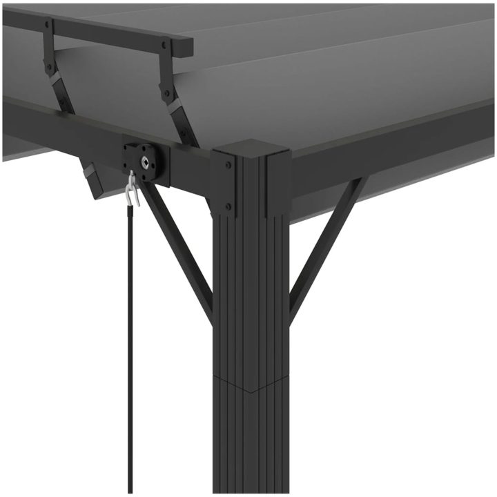 Paviljong med lamelltak antracit tyg och aluminium vidaXL 3 x 3 m – bild 6
