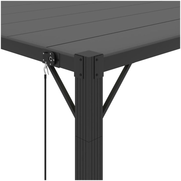 Paviljong med lamelltak antracit tyg och aluminium vidaXL 3 x 3 m – bild 7