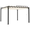 Paviljong med lamelltak gräddvit tyg och aluminium vidaXL 3 x 3 m – miniatyr 2
