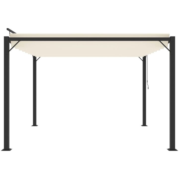 Paviljong med lamelltak gräddvit tyg och aluminium vidaXL 3 x 3 m – bild 4