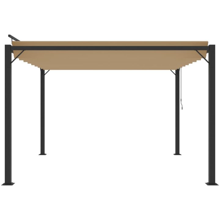 Paviljong med lamelltak taupe tyg och aluminium vidaXL 3 x 3 m – bild 4