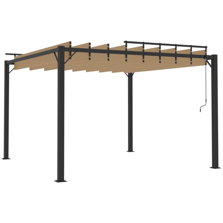 Paviljong med lamelltak taupe tyg och aluminium vidaXL 3 x 3 m – bild 5