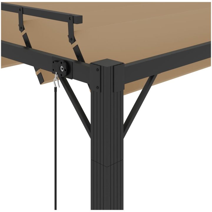 Paviljong med lamelltak taupe tyg och aluminium vidaXL 3 x 3 m – bild 6