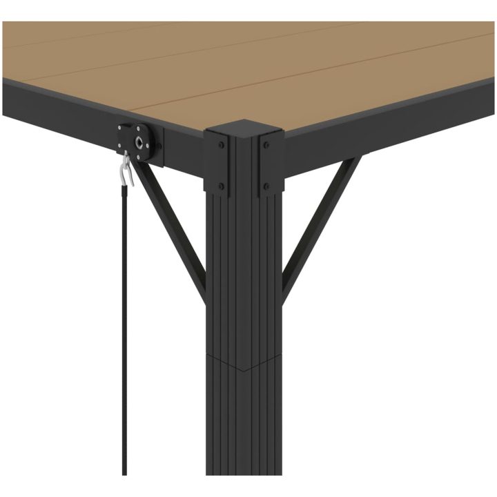 Paviljong med lamelltak taupe tyg och aluminium vidaXL 3 x 3 m – bild 7