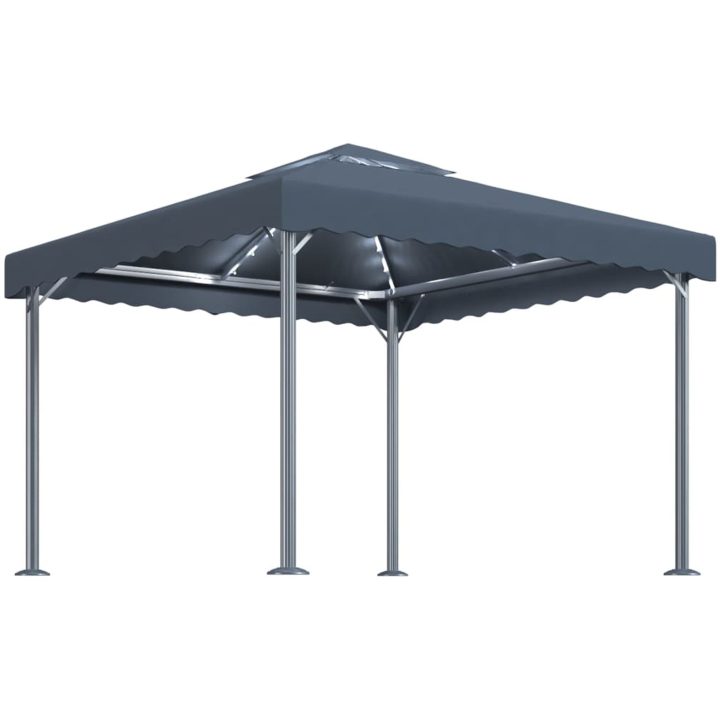 Paviljong med ljusslinga LED 300x300 cm antracit aluminium vidaXL – bild 2