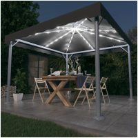 Paviljong med ljusslinga LED 300x300 cm antracit aluminium vidaXL
