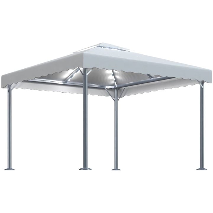 Paviljong med ljusslinga LED 300x300 cm gräddvit aluminium vidaXL – bild 2