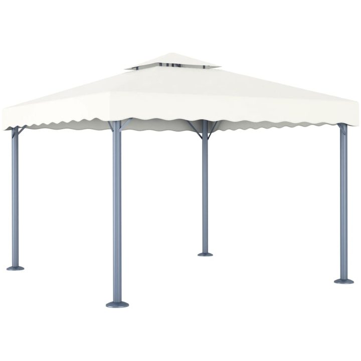 Paviljong med ljusslinga LED 300x300 cm gräddvit aluminium vidaXL – bild 3