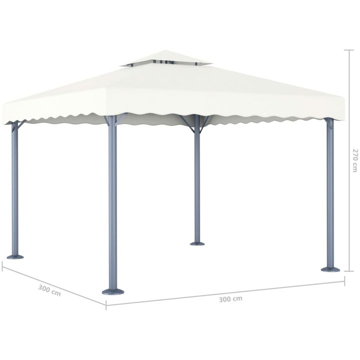 Paviljong med ljusslinga LED 300x300 cm gräddvit aluminium vidaXL – bild 8