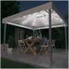 Paviljong med ljusslinga LED 300x300 cm gräddvit aluminium vidaXL – miniatyr 1