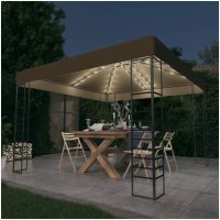 Paviljong med ljusslinga LED 3x3 m taupe vidaXL
