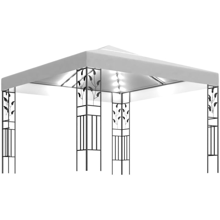 Paviljong med ljusslinga LED 3x3 m vit vidaXL – bild 2