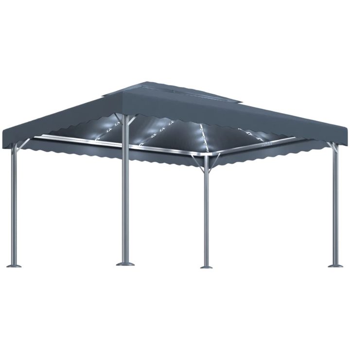 Paviljong med ljusslinga LED 400x300 cm antracit aluminium vidaXL – bild 2