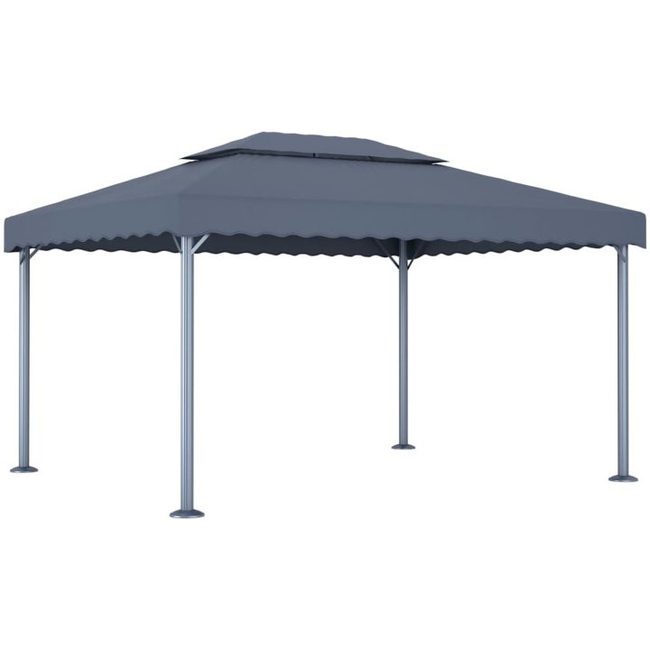Paviljong med ljusslinga LED 400x300 cm antracit aluminium vidaXL – bild 3