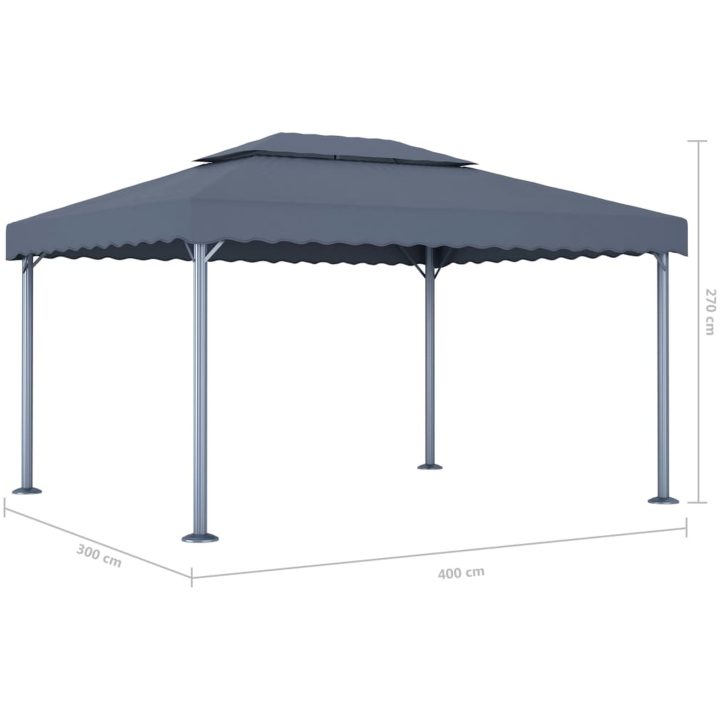 Paviljong med ljusslinga LED 400x300 cm antracit aluminium vidaXL – bild 9