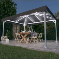 Paviljong med ljusslinga LED 400x300 cm antracit aluminium vidaXL