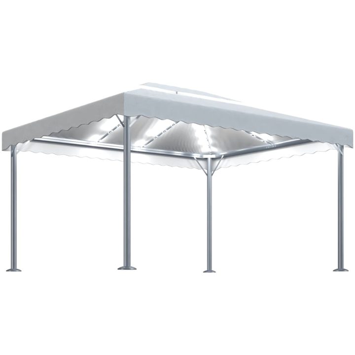 Paviljong med ljusslinga LED 400x300 cm gräddvit aluminium vidaXL – bild 2