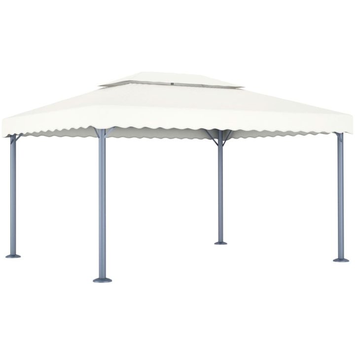 Paviljong med ljusslinga LED 400x300 cm gräddvit aluminium vidaXL – bild 3