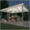 Paviljong med ljusslinga LED 400x300 cm gräddvit aluminium vidaXL – miniatyr 1
