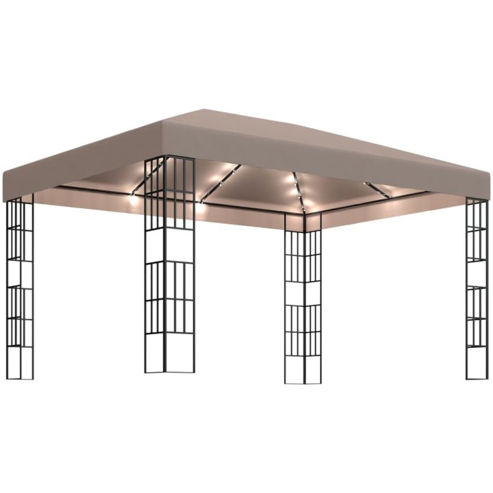 Paviljong med ljusslinga LED 4x3 m taupe vidaXL 3 x 4 m – bild 2