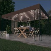Paviljong med ljusslinga LED 4x3 m taupe vidaXL