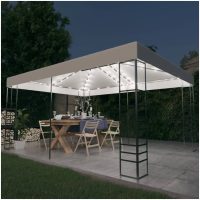 Paviljong med ljusslinga LED 4x3x2,7 m vit vidaXL