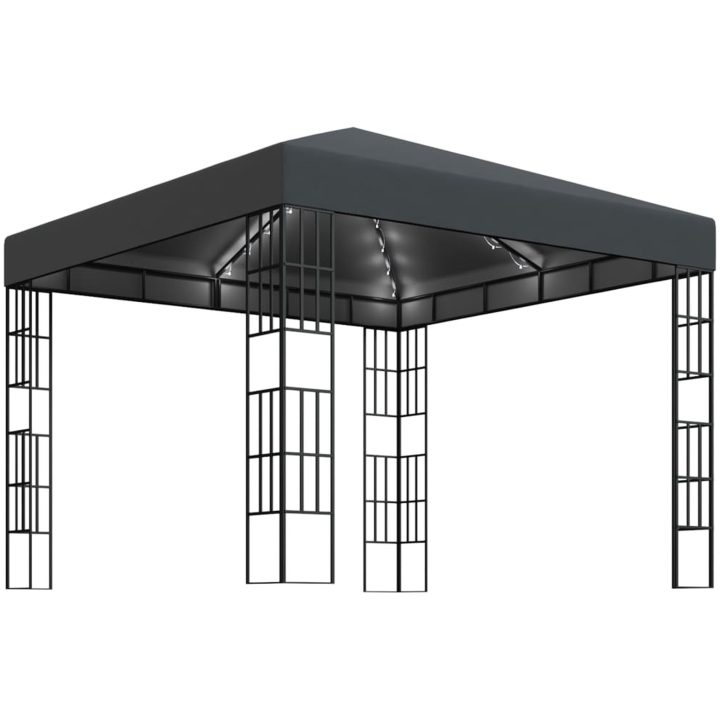 Paviljong med ljusslinga LED antracit vidaXL 3 x 3 m – bild 2