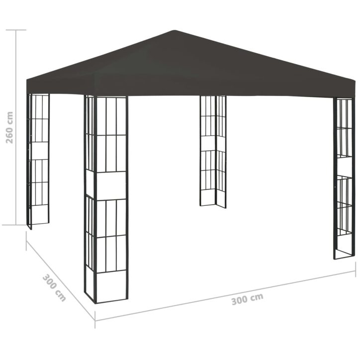 Paviljong med ljusslinga LED antracit vidaXL 3 x 3 m – bild 11