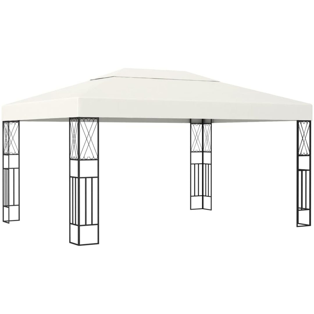 Paviljong med ljusslinga LED gräddvit tyg vidaXL 3 x 4 m – bild 3