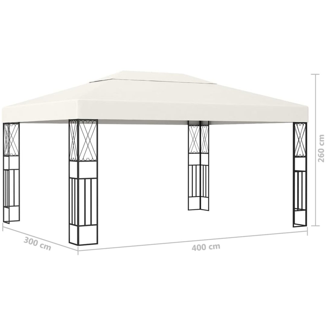 Paviljong med ljusslinga LED gräddvit tyg vidaXL 3 x 4 m – bild 10