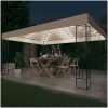 Paviljong med ljusslinga LED gräddvit tyg vidaXL 3 x 4 m – miniatyr 1