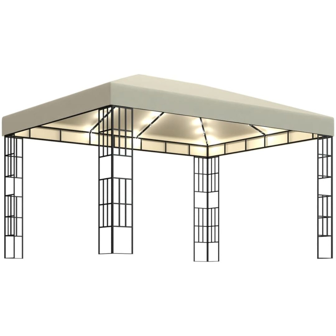 Paviljong med ljusslinga LED gräddvit vidaXL 3 x 4 m – bild 2