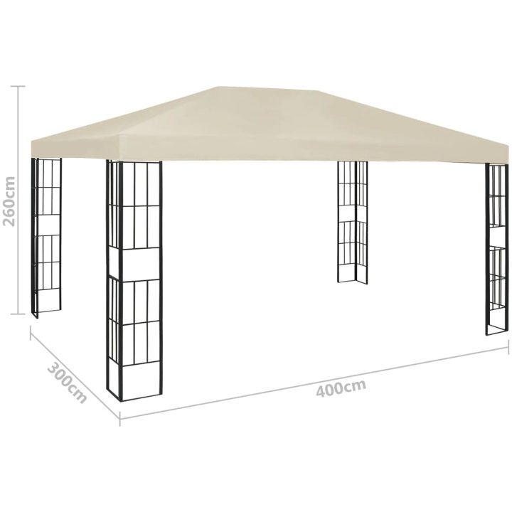 Paviljong med ljusslinga LED gräddvit vidaXL 3 x 4 m – bild 11