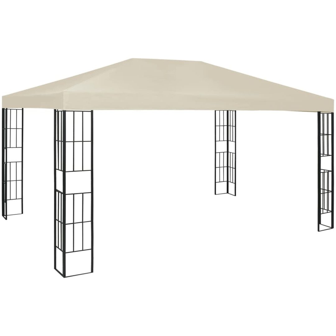 Paviljong med ljusslinga LED gräddvit vidaXL 3 x 4 m – bild 3