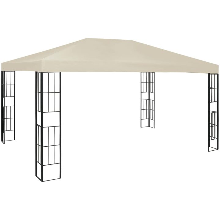 Paviljong med ljusslinga LED gräddvit vidaXL 3 x 4 m – bild 3