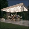 Paviljong med ljusslinga LED gräddvit vidaXL 3 x 4 m – miniatyr 1