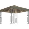 Paviljong med ljusslinga LED taupe tyg vidaXL 3 x 3 m – miniatyr 2