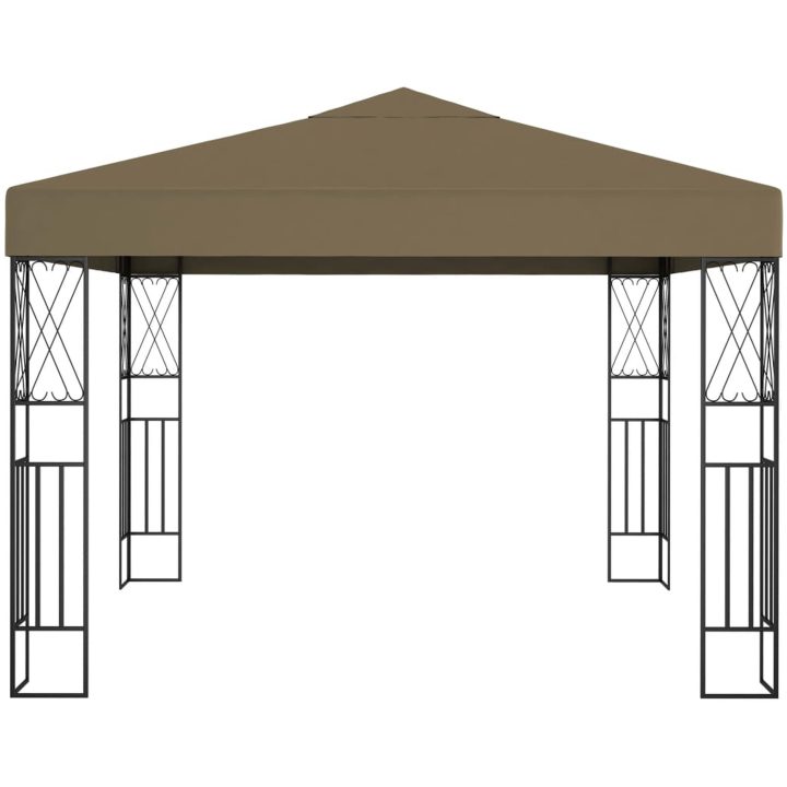 Paviljong med ljusslinga LED taupe tyg vidaXL 3 x 3 m – bild 4