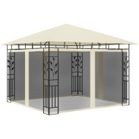 Paviljong med myggnät gräddvit 180 g/m² vidaXL