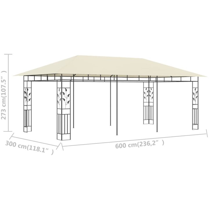 Paviljong med myggnät gräddvit vidaXL 6 x 3 x 2,73 m – bild 6
