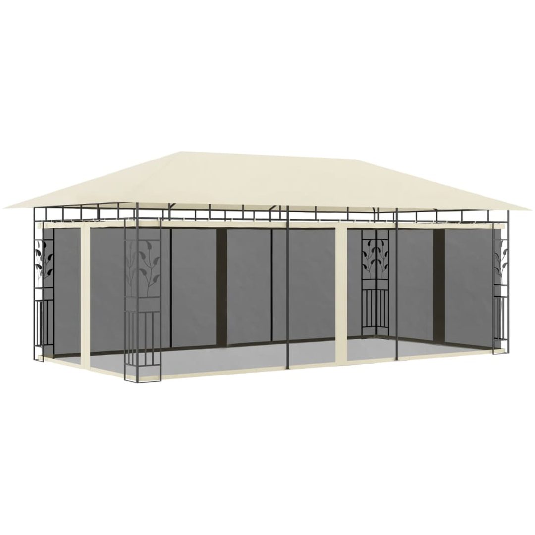 Paviljong med myggnät gräddvit vidaXL 6 x 3 x 2,73 m