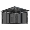 Paviljong med myggnät och ljusslinga LED antracit vidaXL 3 x 3 x 2.73 m – miniatyr 2