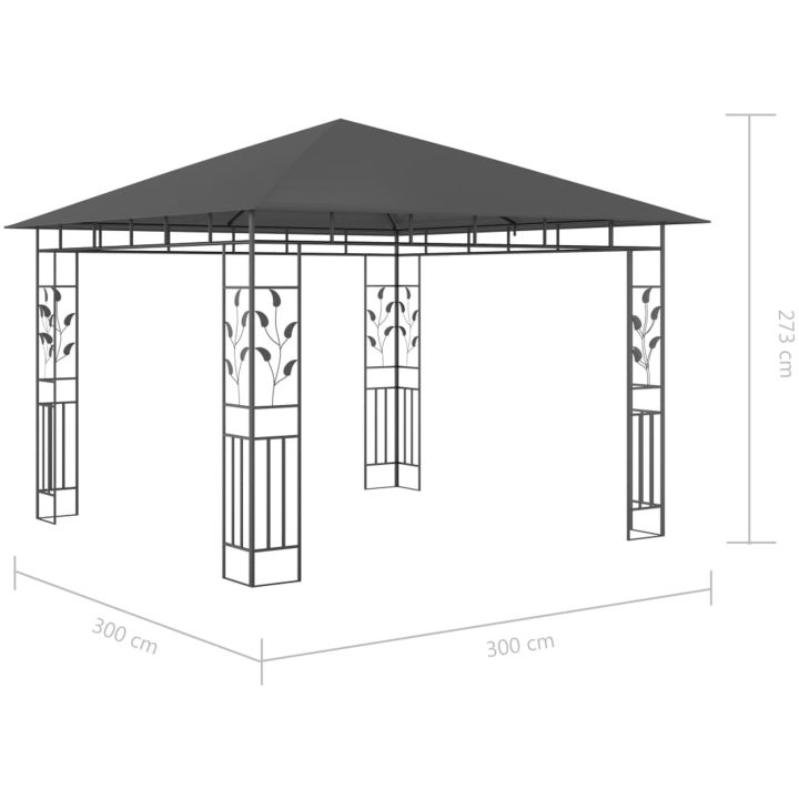 Paviljong med myggnät och ljusslinga LED antracit vidaXL 3 x 3 x 2.73 m – bild 11
