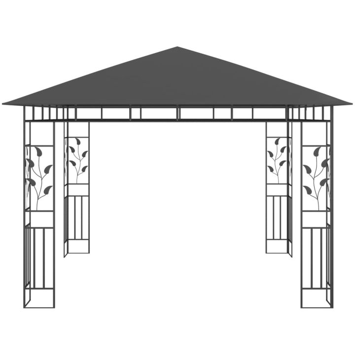 Paviljong med myggnät och ljusslinga LED antracit vidaXL 3 x 3 x 2.73 m – bild 6