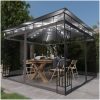 Paviljong med myggnät och ljusslinga LED antracit vidaXL 3 x 3 x 2.73 m – miniatyr 1